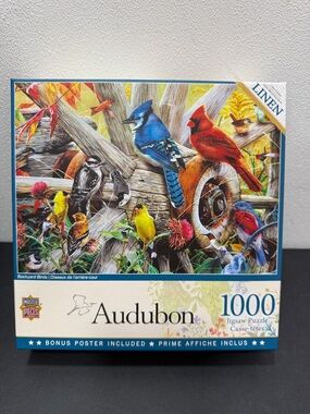 MasterPieces Audubon BACKYARD BIRDS 1000 Piece Jigsaw Puzzle Linen  SALE🔴3/$25